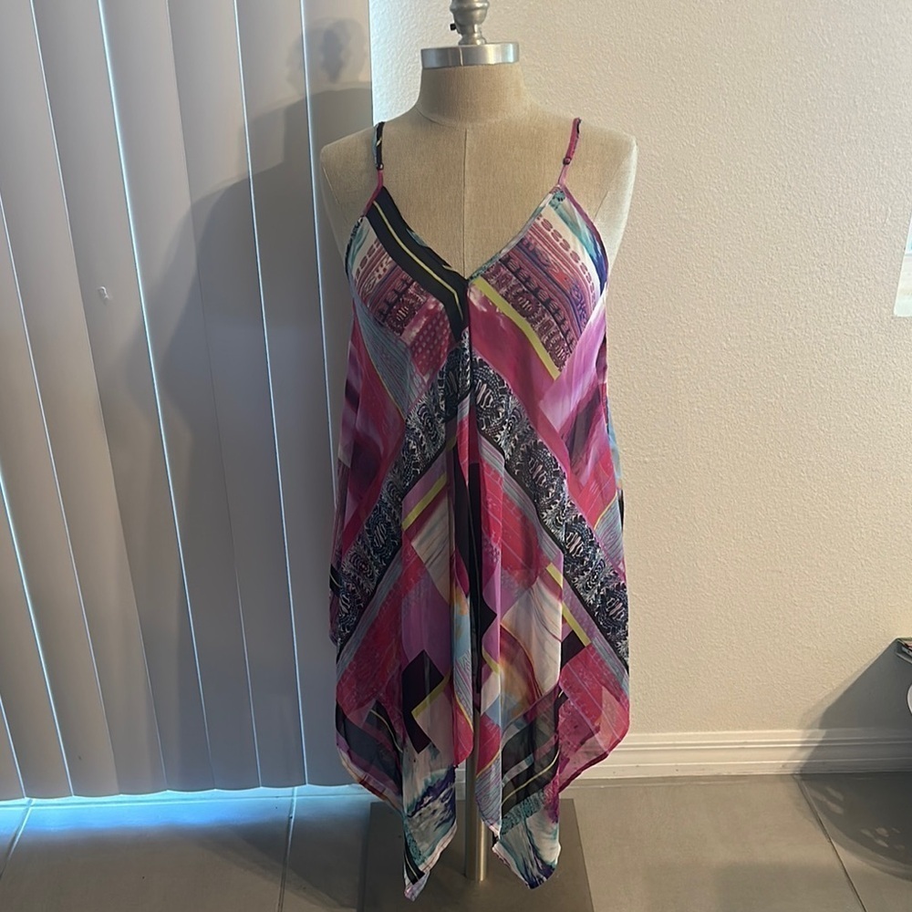 HAWAIIAN TROPIC GEOMETRIC HANKER-CHIEF COVERUP GUC SZ M BEACH CRUISE VACATION
